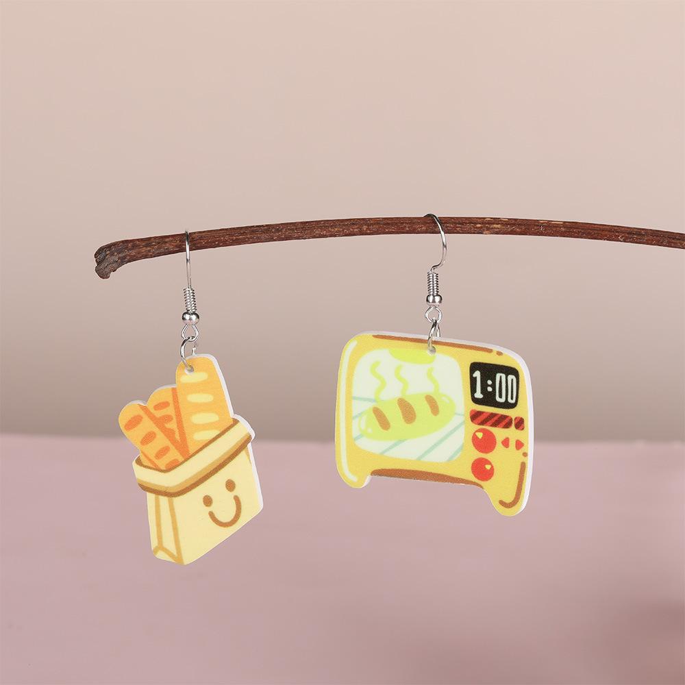 Personalized Environmentally Friendly Acrylic Earrings, Cartoon Burger Kitchen Tableware Modeling Earrings Earrings
