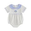 Infant Short Sleeve Jumpsuit with Floral Embroidery and Ruffle Collar for Baby Girls and Boys Summer Romper Outfit