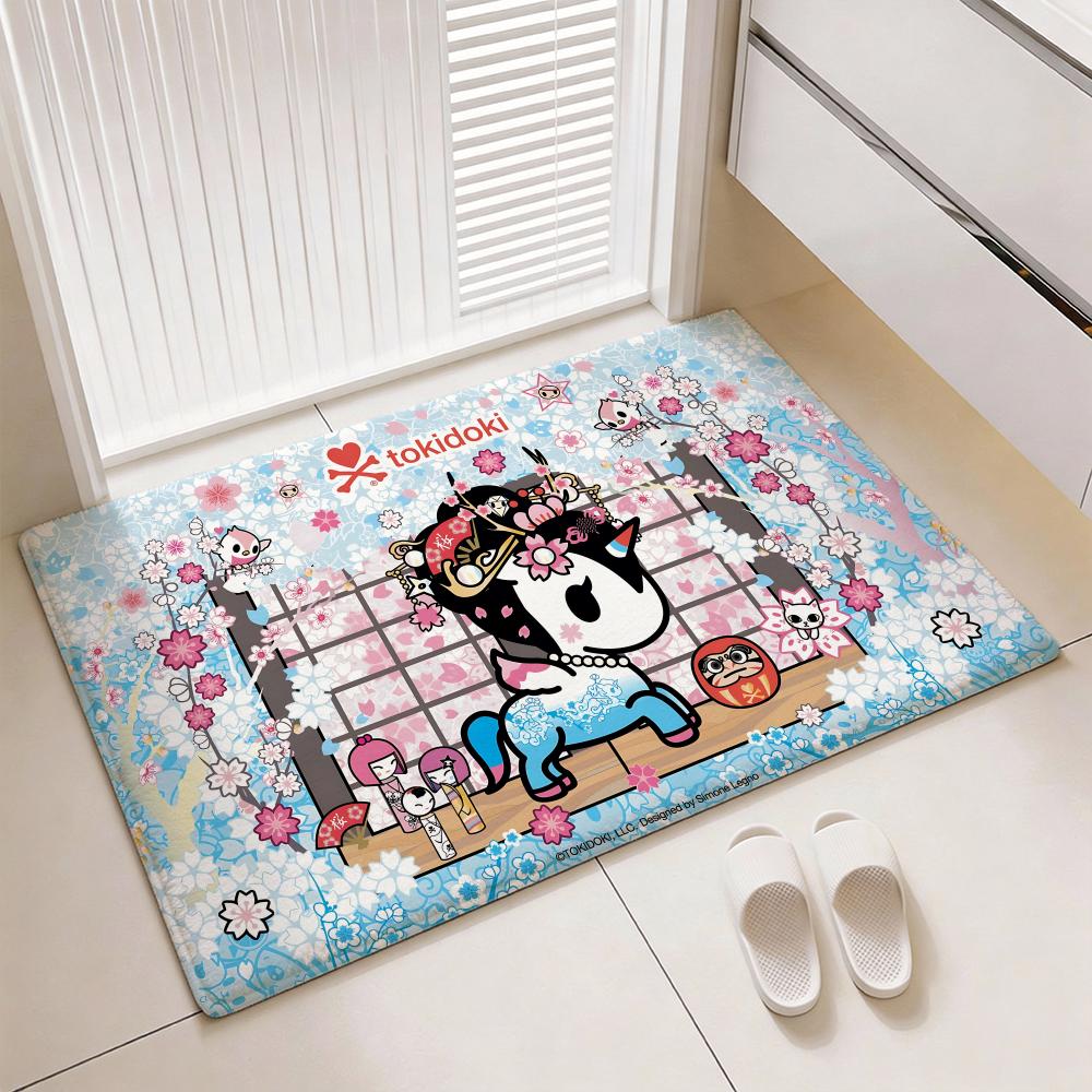 Kawaii Lifestyle Brand T-tokidokis Floor Mat Soft Thickened Flannel Door Mat Non-Slip Living Room Rug Home Decor