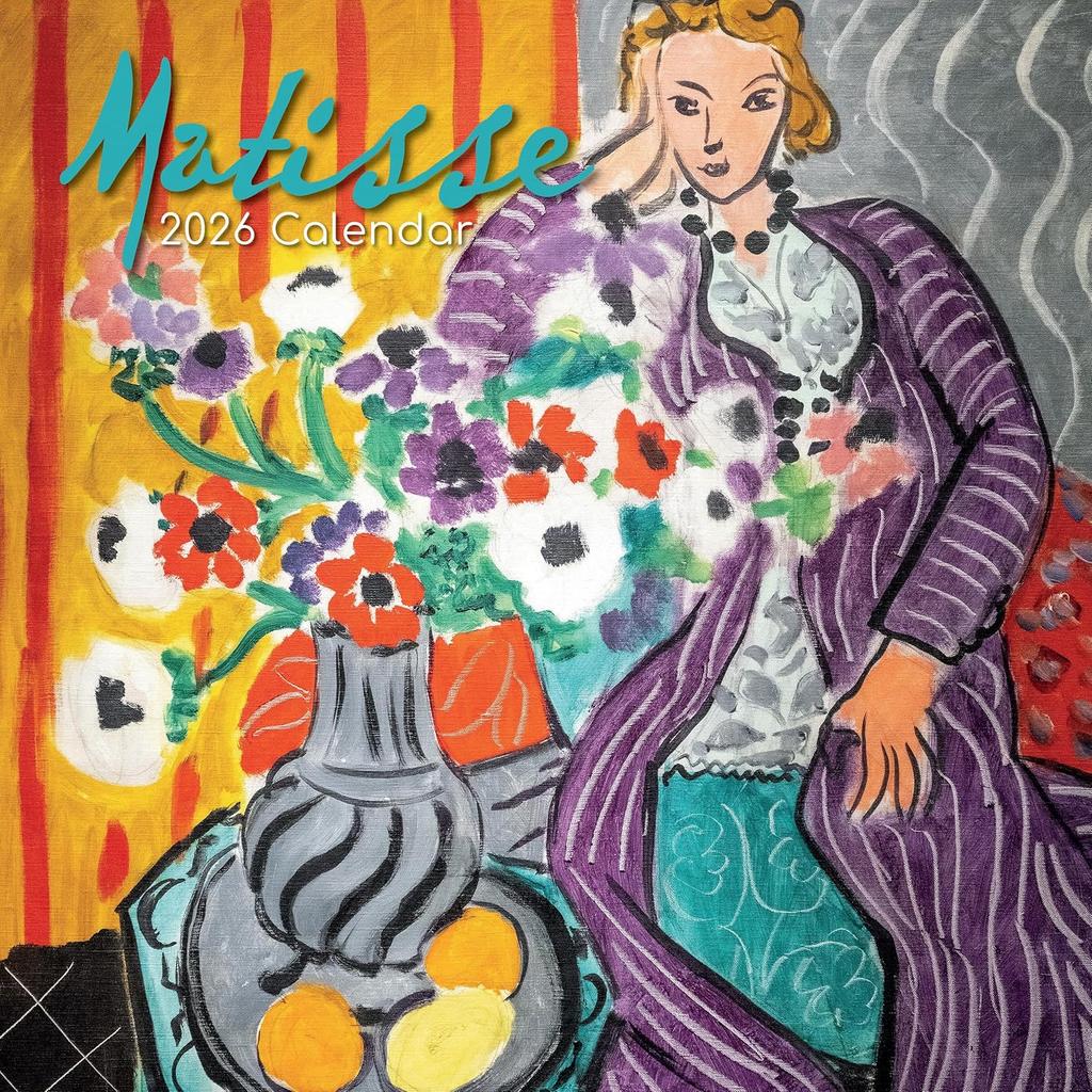 2026 Square Wall Calendar - Matisse 12 x 12 Inch Monthly View, 16-Month, Art Theme, Includes 180 Reminder Stickers