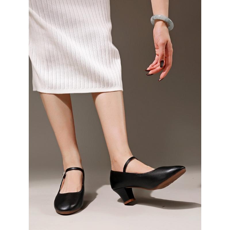 Faux Leather Dancing Shoes for Women Soft Soled Modern Dance Shoes 5cm Mid Heel Latin Dance Shoes