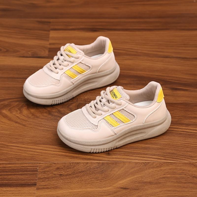 

New autumn single net little white shoes breathable thin shoes women s flat bottom versatile casual sports board shoes 40 жёлтый