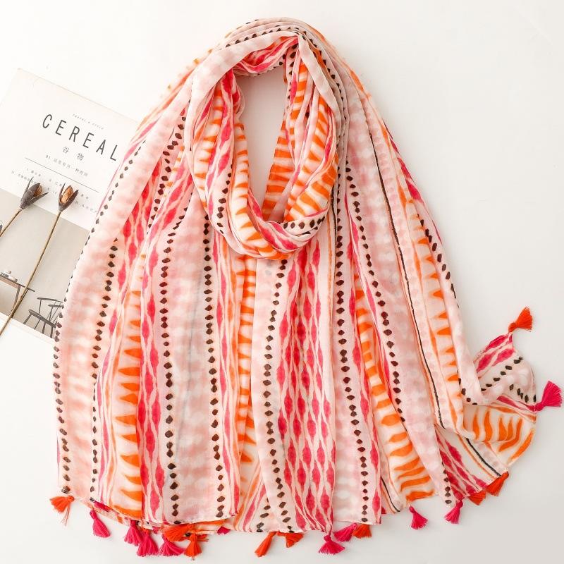 Viscose Scarf Women Shawl Bohemian Style Cotton Linen Feeling Tassels Big Size Muslim Hijab Wrap Summer Beach Sunscreen