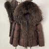 Women's winter winter new waist high-end fur thickened warm removable real fox fur collar hooded down jacket