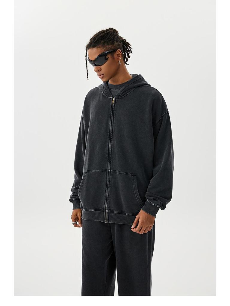 TILANI Unisex Water Batik Heavy Terry Zip Hoodie - Casual Sweatshirt Jacket