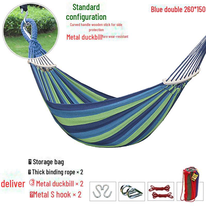Hängemattenschaukel aus Segeltuch für den Außenbereich, Einzel-/Doppelhängematte, Überrollschutz, Polyester-Baumwolle, Farbstreifen-Design