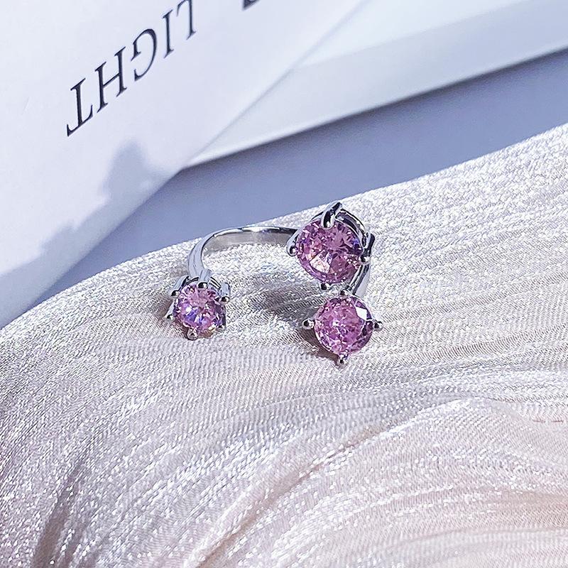 Color Treasure Multi-Color Full Diamond Zir*****Pen Ring Light Luxury High-End Super Flash Niche Design Ring