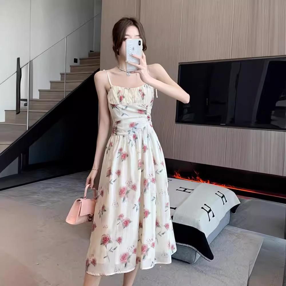 Tea Break French Style Spaghetti Strap Evening Dress – Elegant, Waist-Hugging, and Luxurious for Women