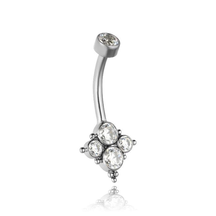 Titanium Belly Button Ring With White Zircons Premium - Tpp-045 1.6/10