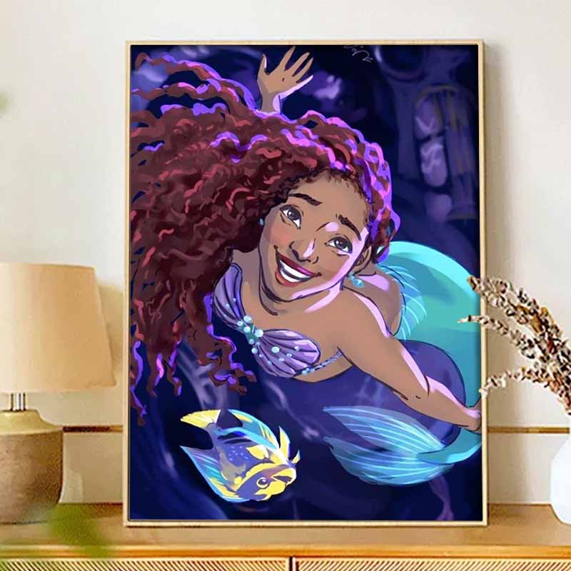 Disney Diamond Painting 5D DIY Ariel Diamond Painting Art Diamond Painting Kit Adult/Beginner Gift Idea Creative Home Decor