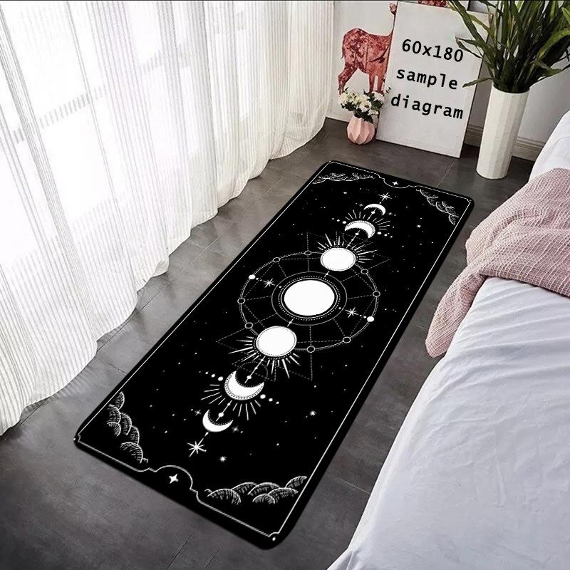 Celestial Moon Phase Carpet Mat Rug - Sun Star Pattern Home Decoration for Bedroom Living Room Decor Carpets for Living Room
