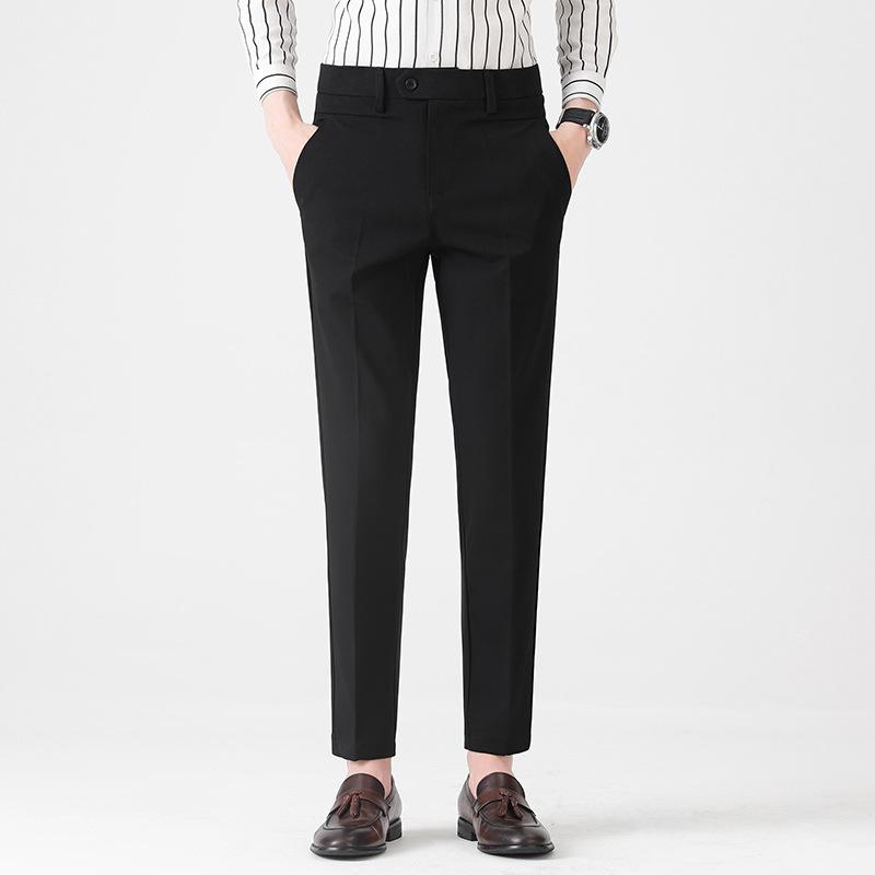 Light luxury men's small trousers autumn light business men's trousers high-quality color spun elastic casual trousers