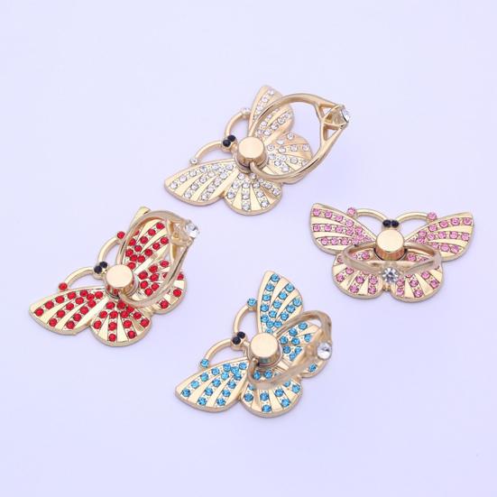 Finger Ring Holder Universal 360 Degree Rotation Back Sticker Rhinestone Butterfly Mobile Phone Metal Grip Stand for Desktop