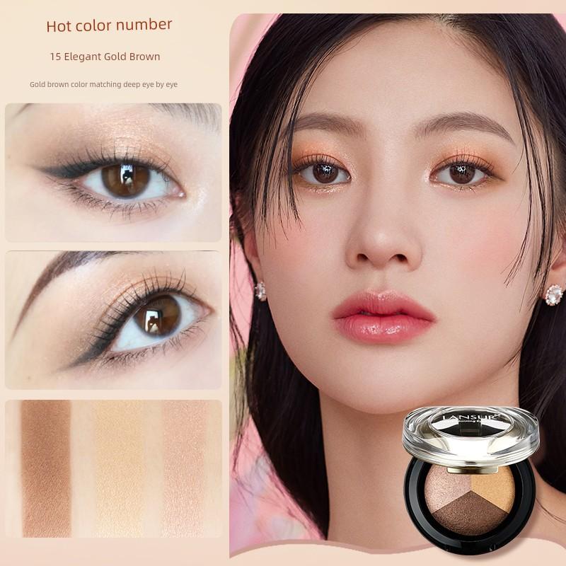 LANSUR Baked Powder Orange Pearl Flowers Natural Eye Shadow Plate