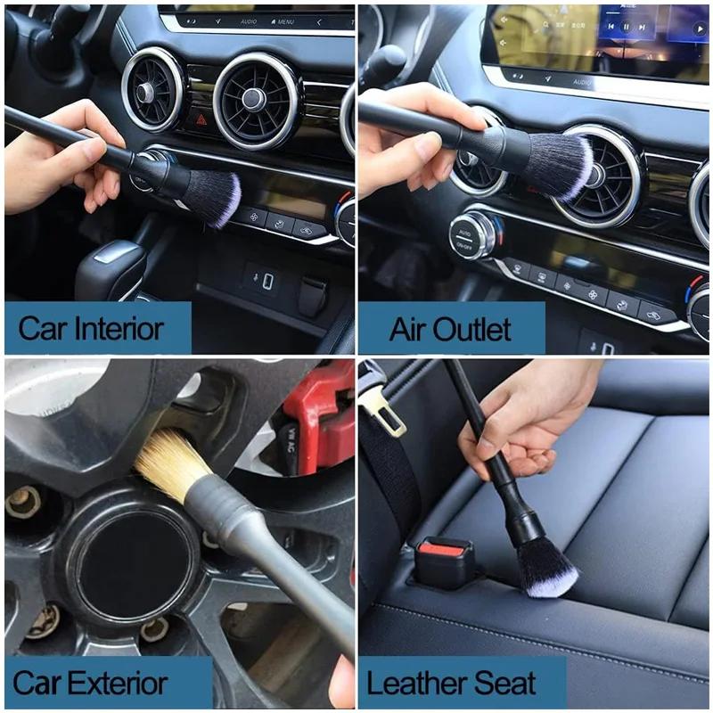 Auto-Detaillierungsbürste, superweiche Auto-Innenraum-Detailbürste mit synthetischen Borsten, Auto-Armaturenbrett-Staubwedel-Bürsten-Zubehör