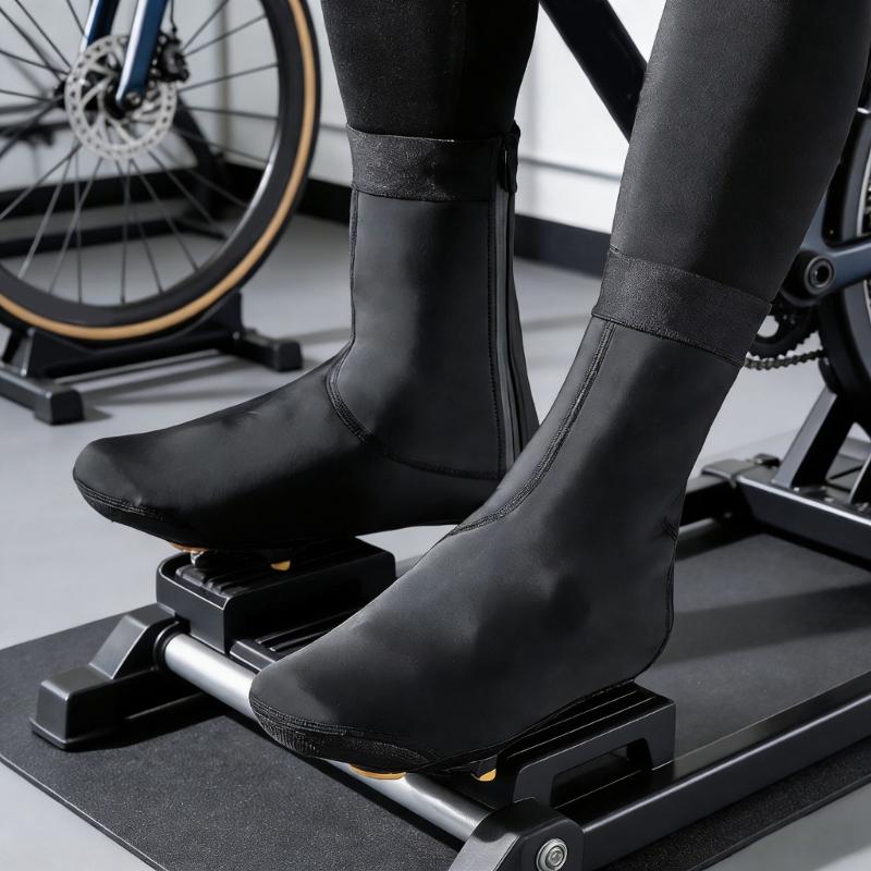 High Top Waterproof Cycling Shoe Cover With Elastic Cuff For Easy On Off Reflective Safety Features For Night Riding