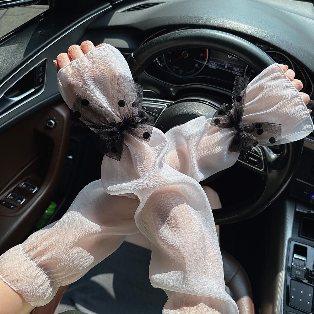 2pcs/set Sun Protection Breathable Long Arm Sleeves Fingerless Yarn Arm Sunscreen Covers For Women