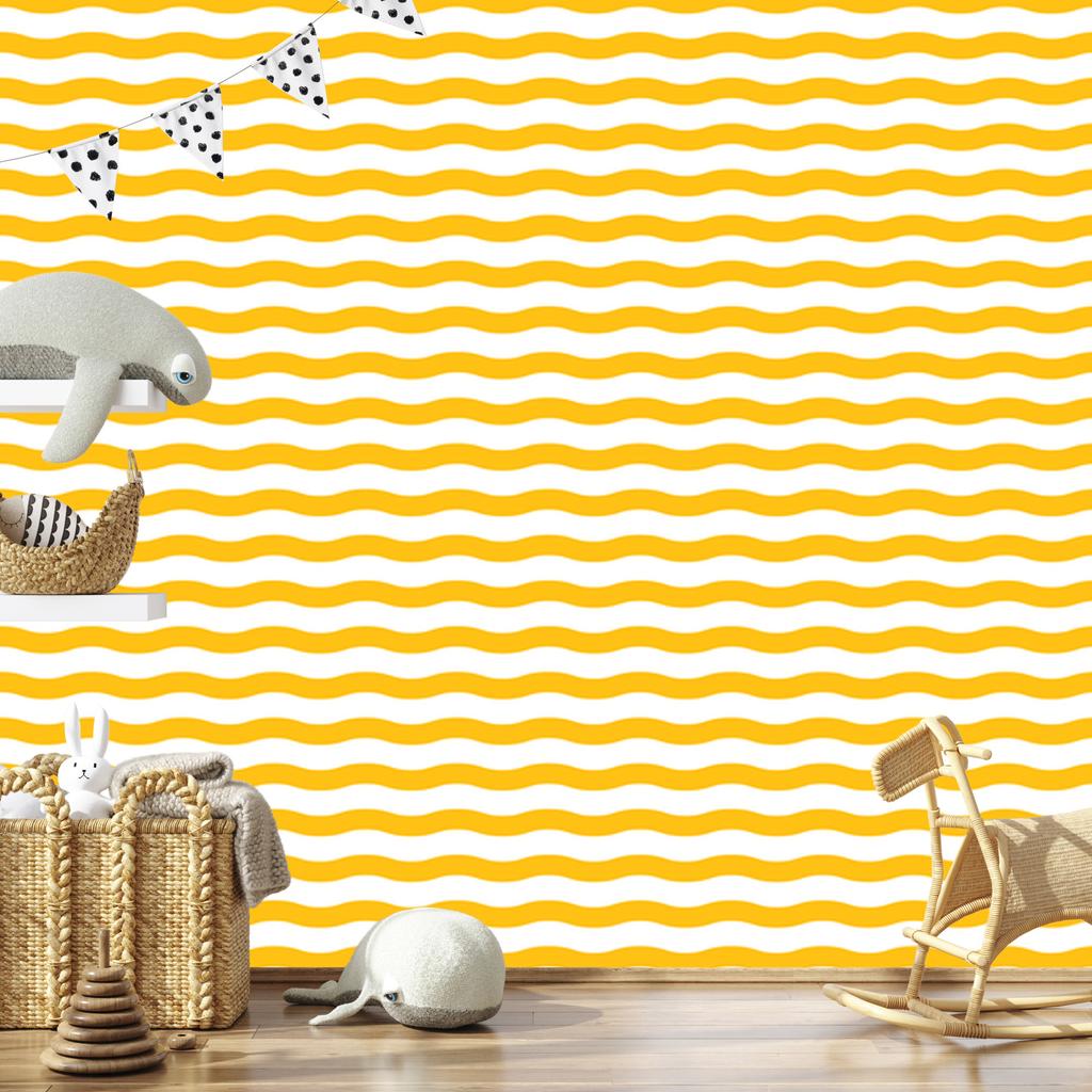 Gold and white stripes wallpaper for living room and bedroom 50x1000