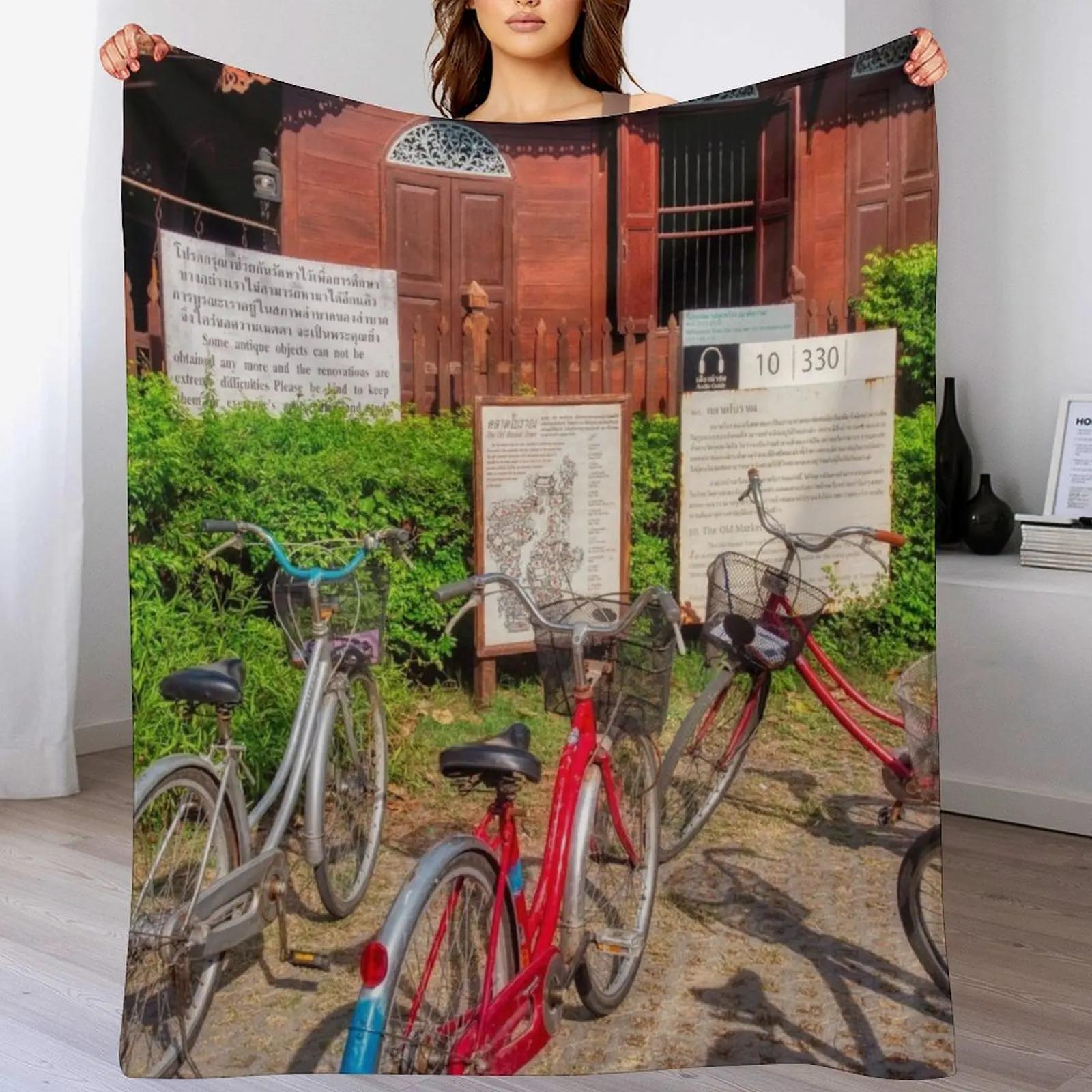 Bicycles In The Ancient City Throw Blanket Fade Resistant Durable Throw Blanket 102x76cm(40x30in)