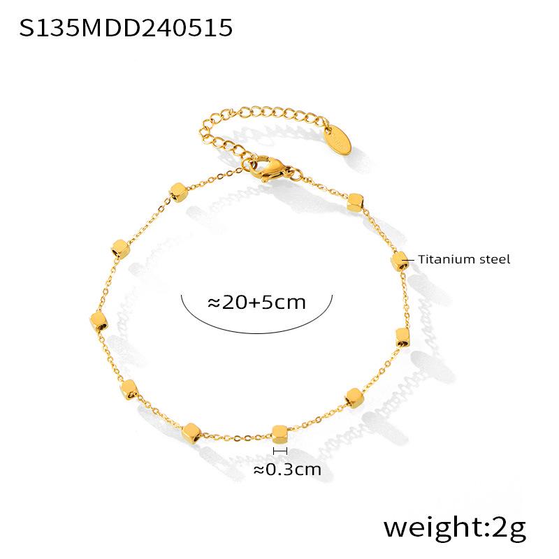 Women's Trendy Titanium Steel Square Anklet with Non-Fading Sign Pendant