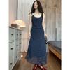 The new Korean gentle wind polka dot suspender dress for women's summer niche does not collide with the waist long dress