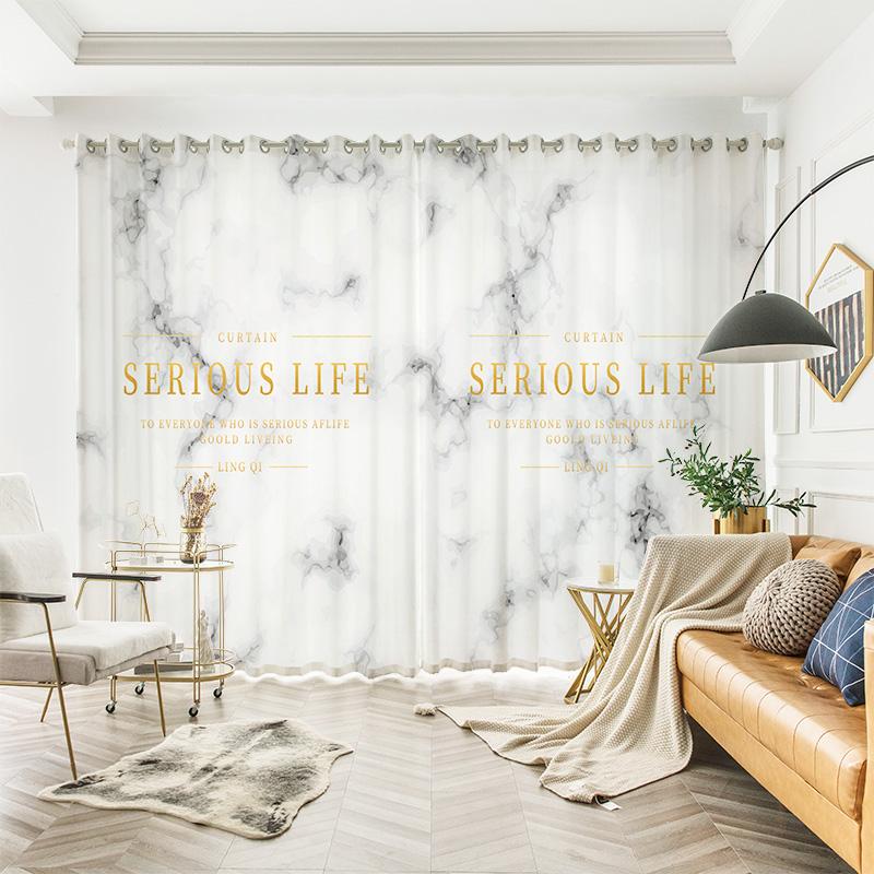 Custom Curtains for the Whole House Nordic Modern American Industrial Curtains Marble Curtains Living Room Bedroom Semi-shading