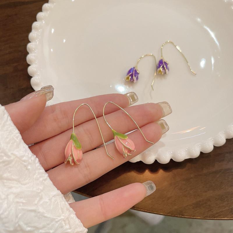 Retro Tulip Earring Minority French Gentle Earring Sweet Girl Spring Earring