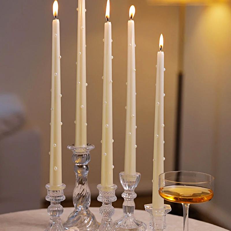 2PC DIY Pearl Pearlescent Candles Smokeless Candles Party Decoration Pearlescent Color Elegant 18/25/30cm