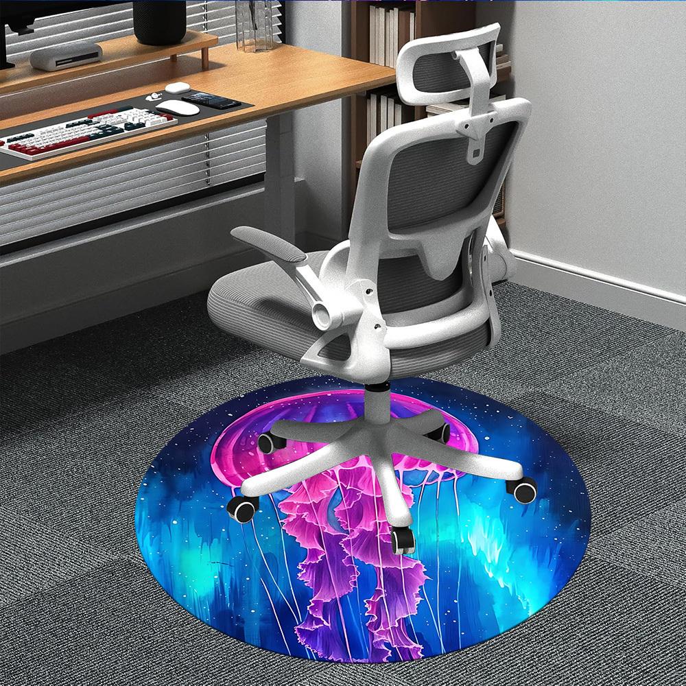 1pc Jellyfish Cosmic Office Round Area Rug,  Mat Suitable For Office, Under Office Chairs Bedroom Living Room Home Decor, Room Deco