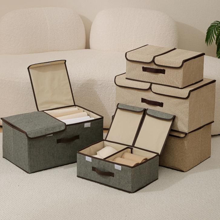 Foldable Clothes Storage Box Household Fabric Organizer With Lid Dustproof Multifunctional Clothing Pants Container For Wardrobe