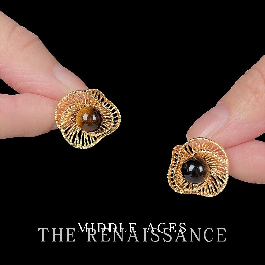 Коричневый Тигровый глаз Геометрические Полые Серьги-цветы Винтажные Французские Серьги с характером