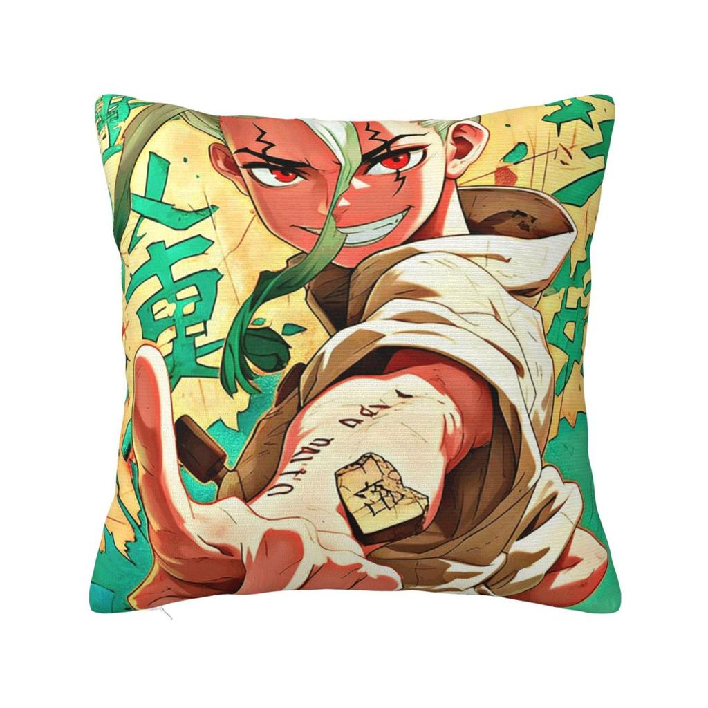Ishigami Senku Dr Stone Apan Anime Square Pillowcase Cushion Cover Pillow Case Throw Pillow Cover for Home Sofa Living Room