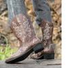 Hand Embroidered Western Cowboy Boots Men's Boots Western Cowboy Boots  Embroidered Sleeve Boots Retro Square Boots