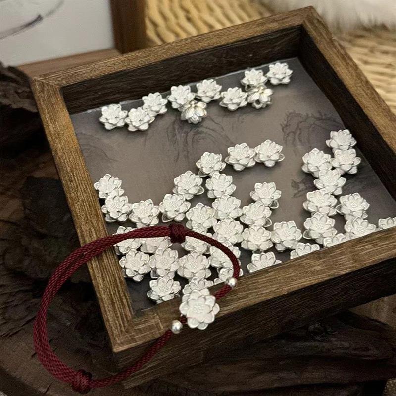 Chinese Style Hand Braided Lotus Lucky Bangles For Women Men Simple Exquisite Adjustable Bracelets Jewelry Accessories Gifts