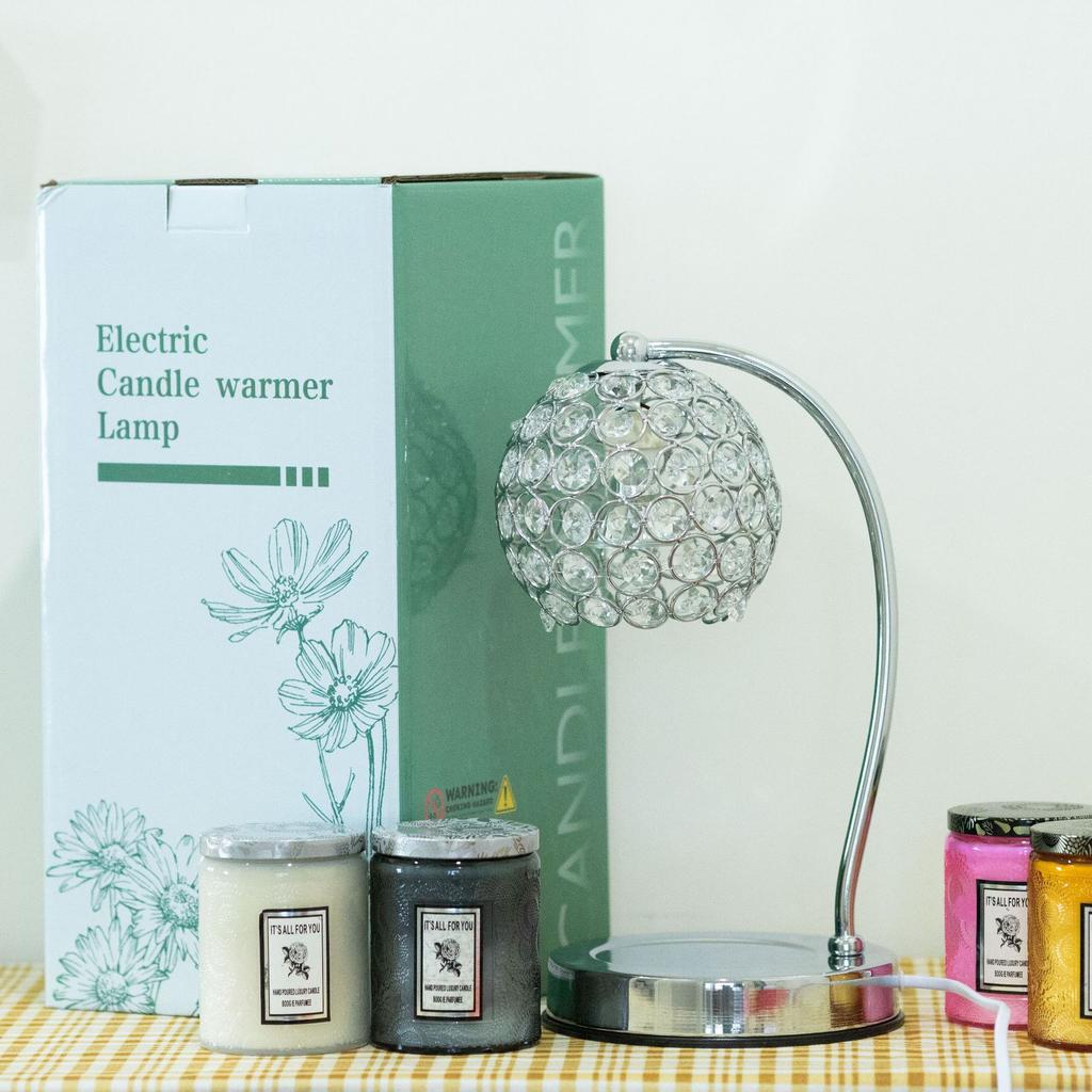 Crystal Candle Warmer Lamp Luxury Flameless Aromatherapy Light Elegant Home Decor for Living Room