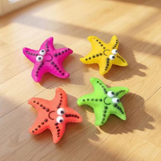 Sternförmiger TPR Hundekauspielzeugball Bissfester Haustierspielzeug mit Beißtextur & Quietscher Interaktiver Zahnsteinentfernungs-Hundespielzeug für kleine mittlere Rassen