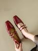 Women's Mary Jane Shoes 2025 Spring Autumn New Buckle Strap Luxury Leather Shoes Comfortable Square Toe Party Sexy Pumps
