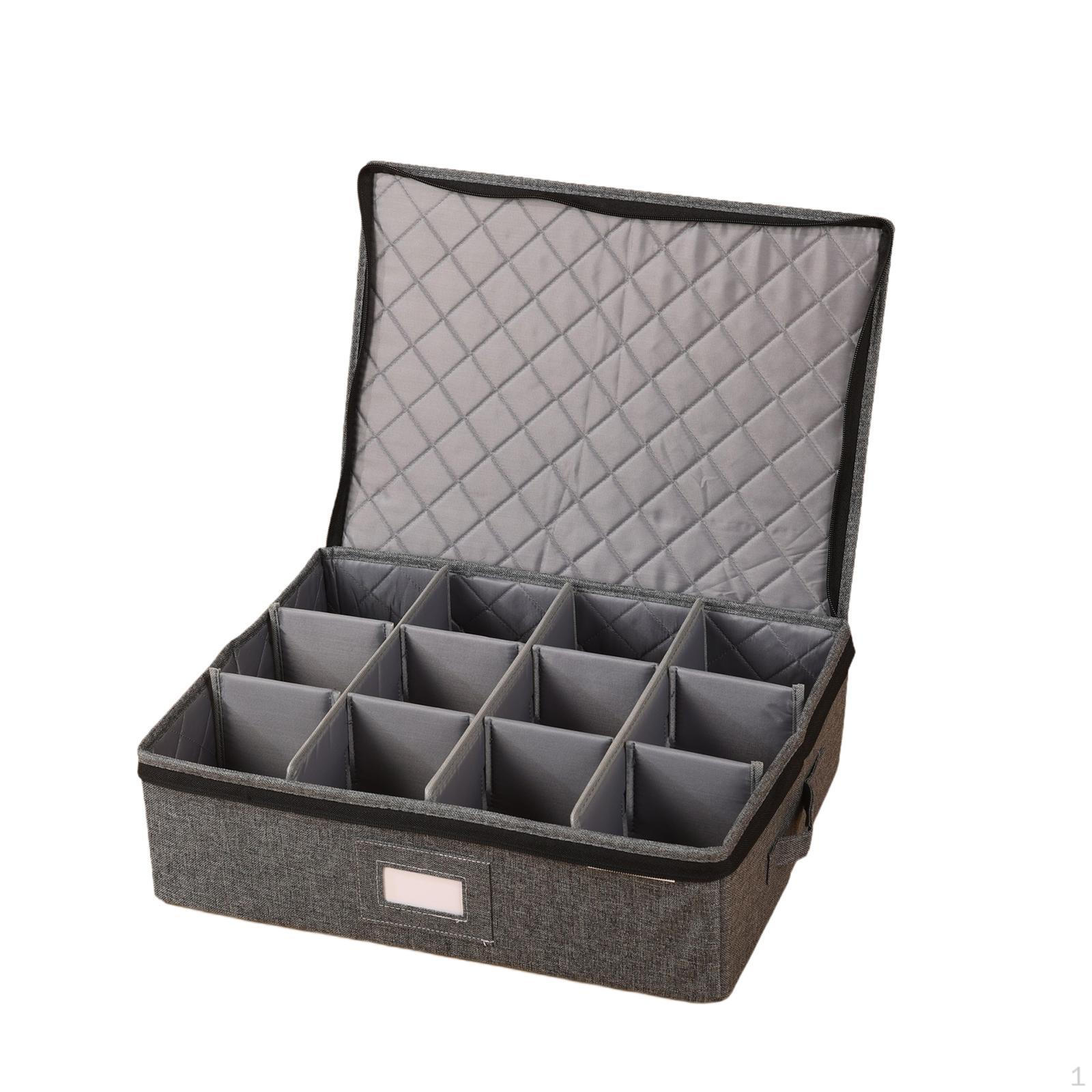 Mug Storage Box Organization Oxford Cloth Padded Dividers China Container Stackable for