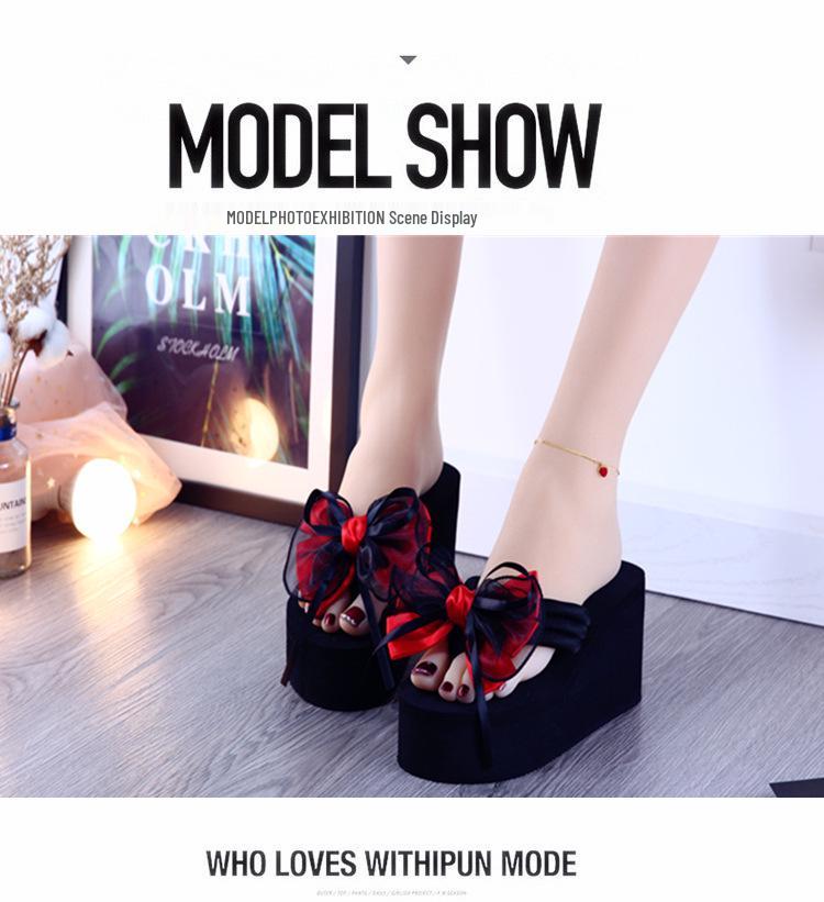 Korean Style Thick-Soled Wedge Heel Women's Flip-Flops - Non-Slip, High-Heeled Beach Sandals