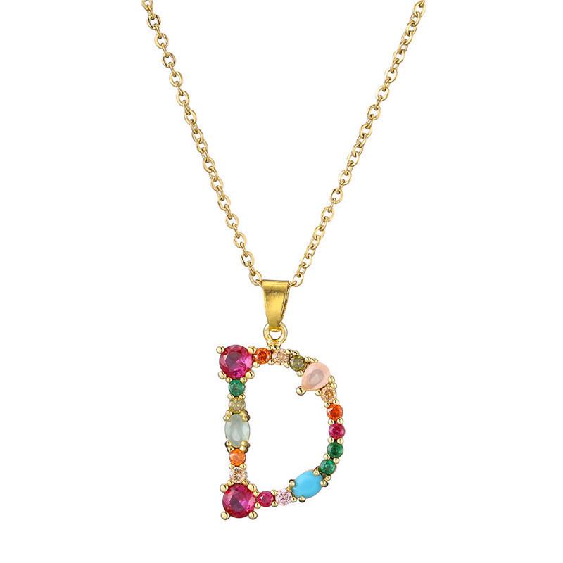 Catena Personalizzata per Clavicola Hip-hop: Collana con Ciondolo Alfabeto in Rame e Zircone