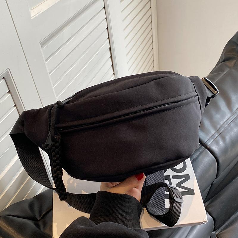 Canvas Casual Small Bag Women's New Trendy Messenger Bag Sports Breast Bag Versatile Cloth Bag Women's Fanny Pack Women's