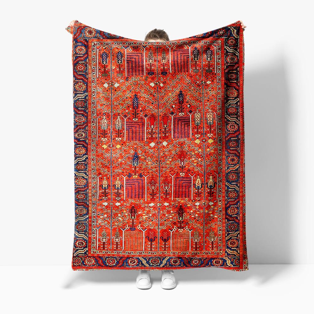 Jmg Household Supplies Unisex Coral Persian Kilim Rug Vintage Handmade Wool Tribal Ethnic Area Rug Decorative Throw Blanket Bedspread Cushion Cover