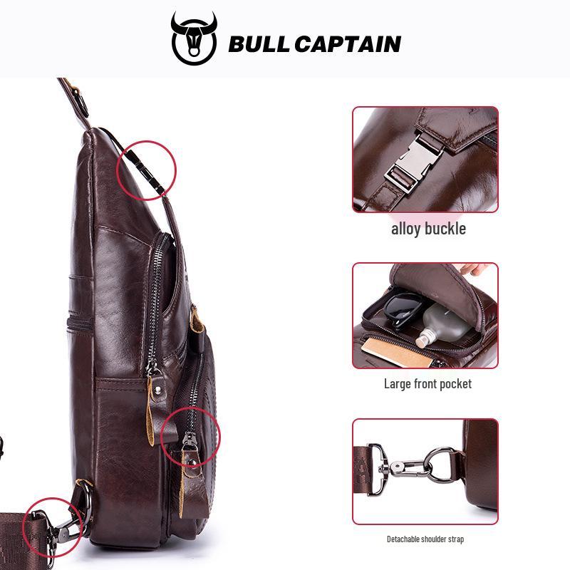 Cow Captain Premium Leder Herren Umhänge-Brusttasche für Tablets und Telefone