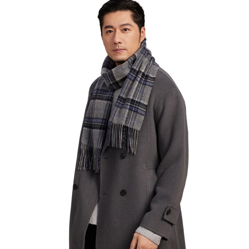 

Мужской клетчатый шарф Shanghai Story из 100% шерсти 30x180cm (with fringe)