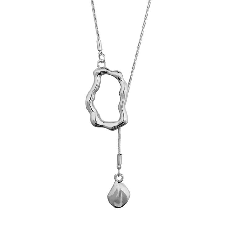 Unregelmäßige Geometrische Pulloverkette Lange Halskette mit Unregelmäßig Geometrischem Anhänger für Frauen Soziale Anlässe