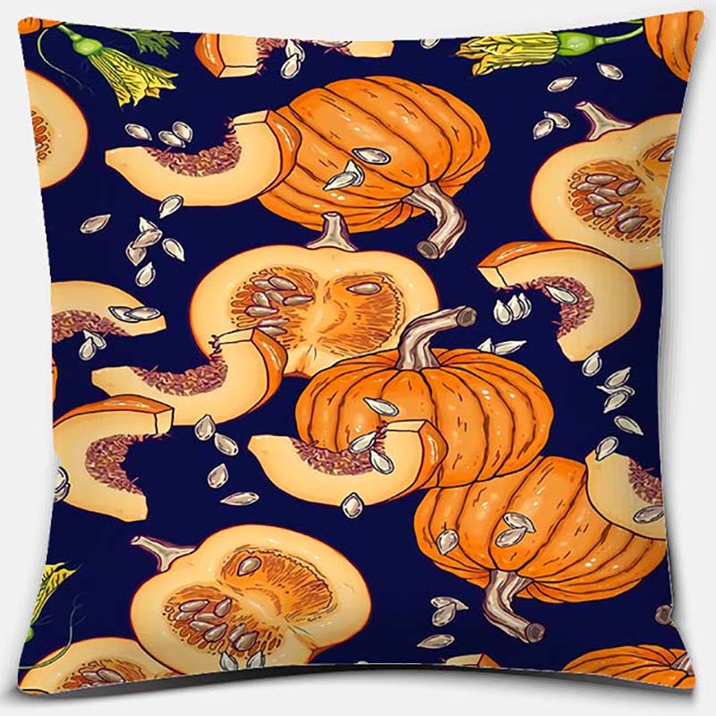 Pumpkin Halloween Thanksgiving Printing Series Pattern Pillowcase Square Pillowcase Home Office Decoration Pillowcase