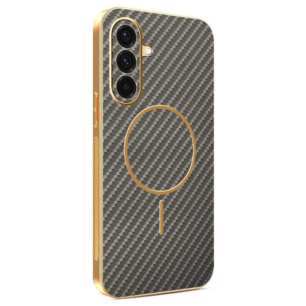 For Samsung Galaxy A37 5G Case Carbon Fiber Textured Electroplated TPU Phone Back Cover