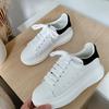 Women's Shoes 2025 Winter Velvet Leather Casual Flat White Shoes Large Size 41-43 Women's Single Shoes Tide