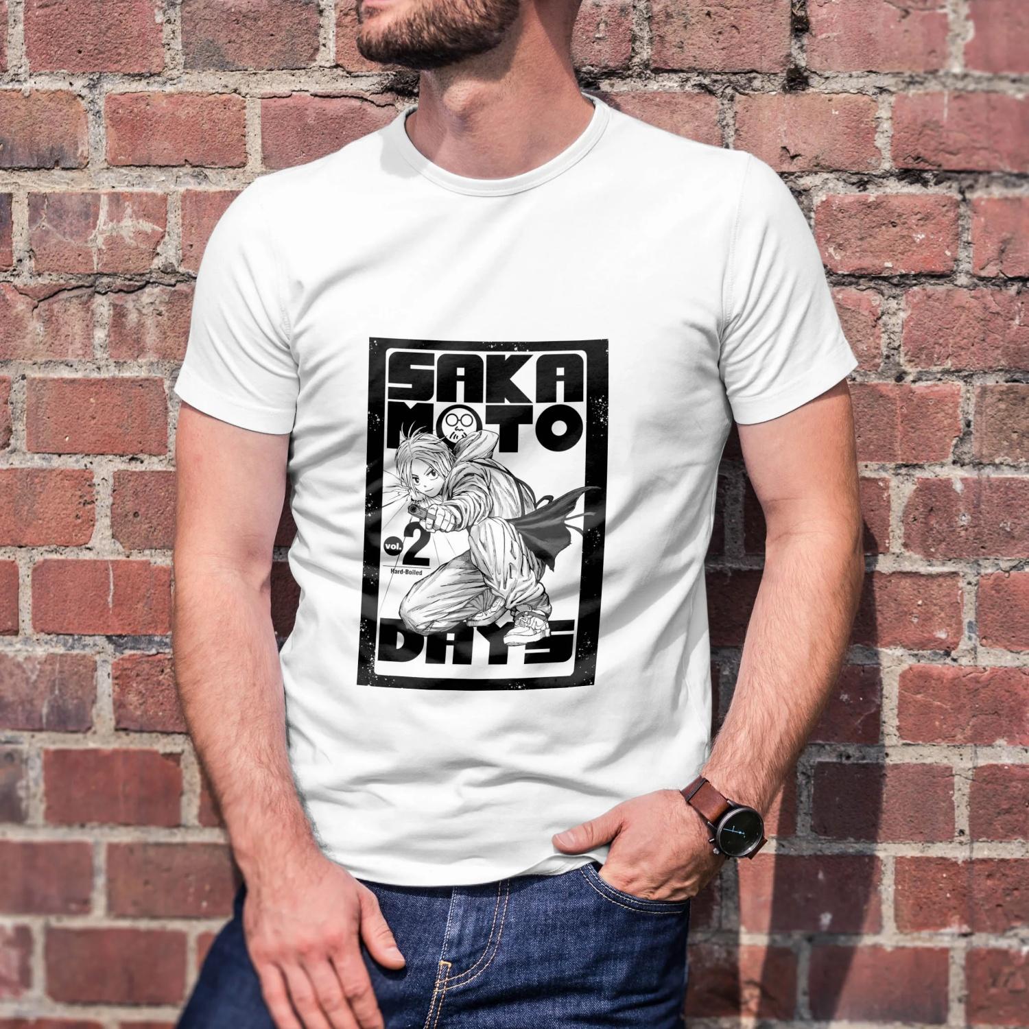

Anime tv Sakamoto Days T-sihrt Printed Graphic Men s and Women s 100% Cotton Crewneck Short-sleeved Casual Breathable T-shirt S чёрный