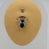 316L Chirurgenstahl Spinne Strass Bauchnabelring Weiß/Schwarz Dangle Körperpiercing Bauchnabelringe